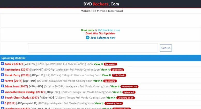DVDRockers 2020: Watch Telugu Movies Online Download Latest Hindi Dubbed Movies from DVDRockers